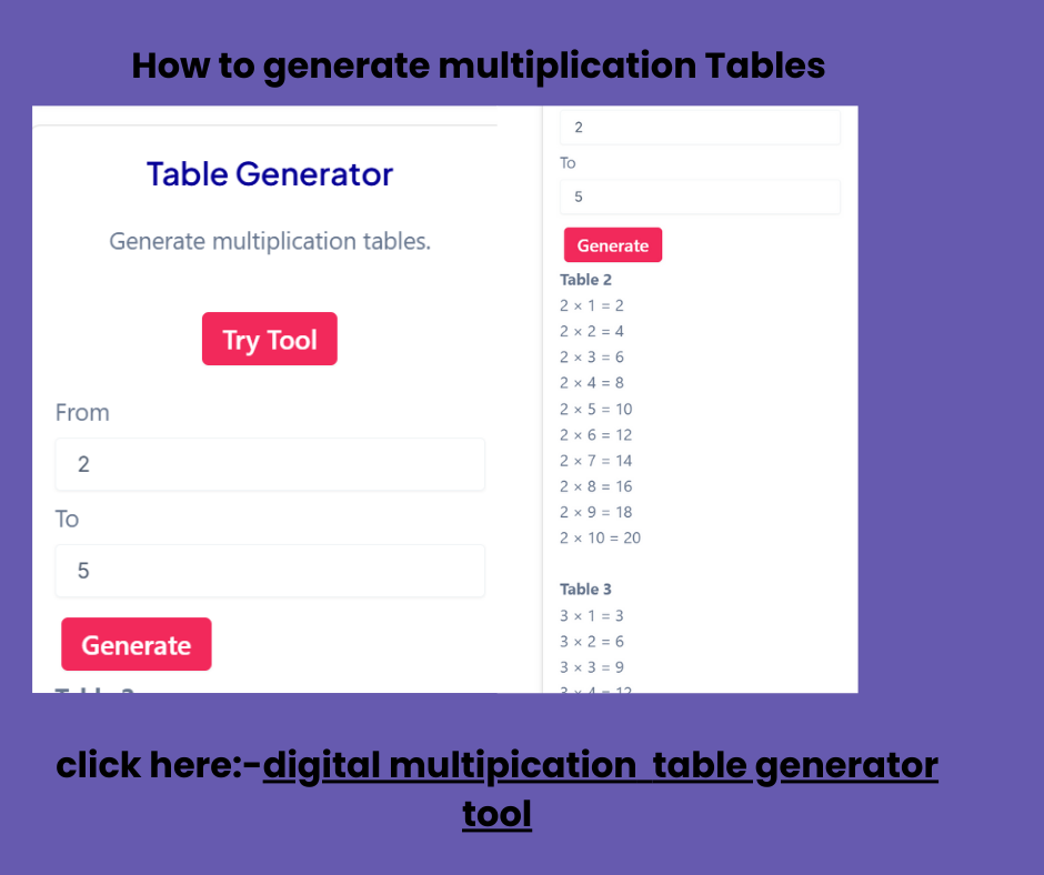 multiplication table generator