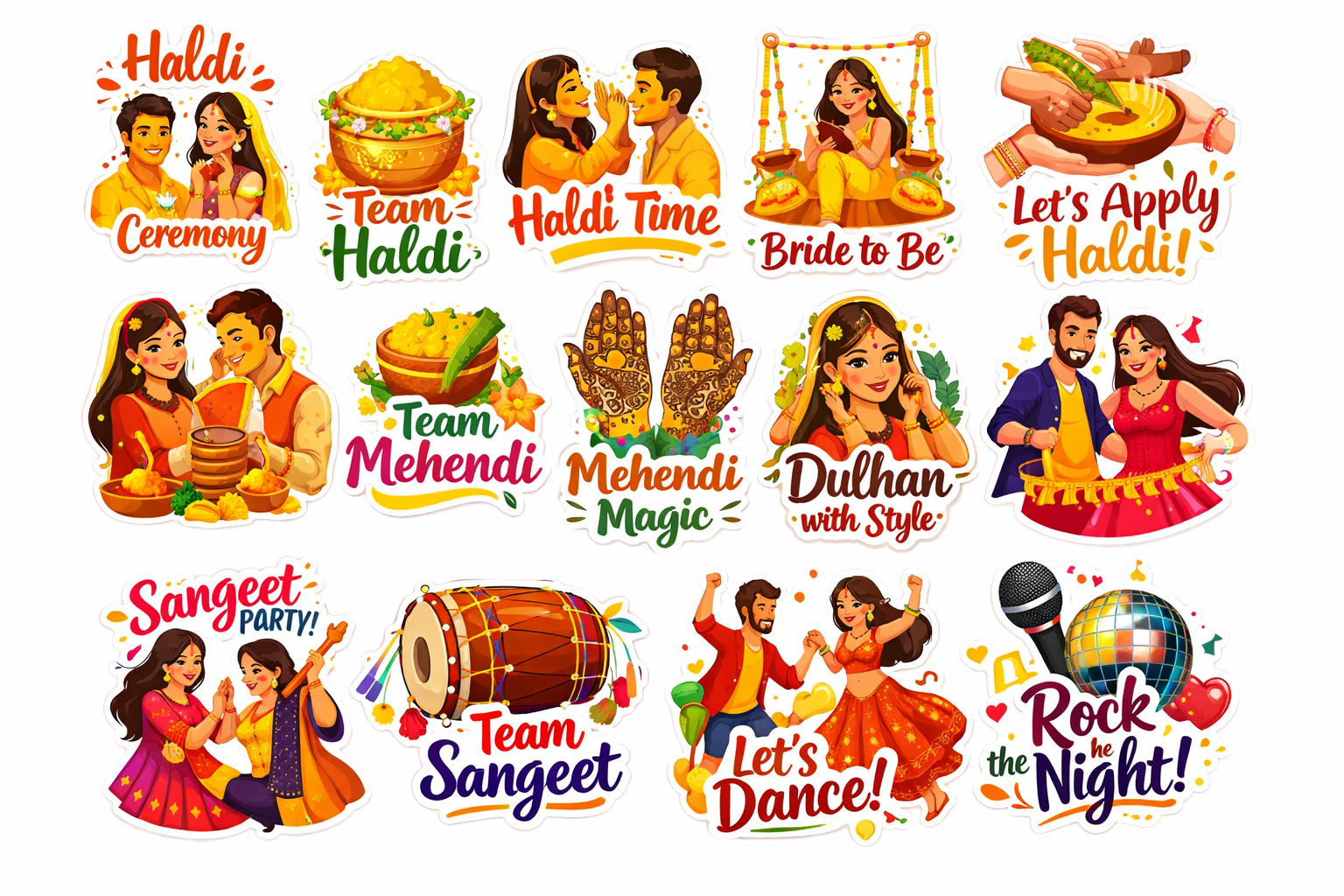 Haldi & Sangeet Special Stickers. haldi sticker printable downloding