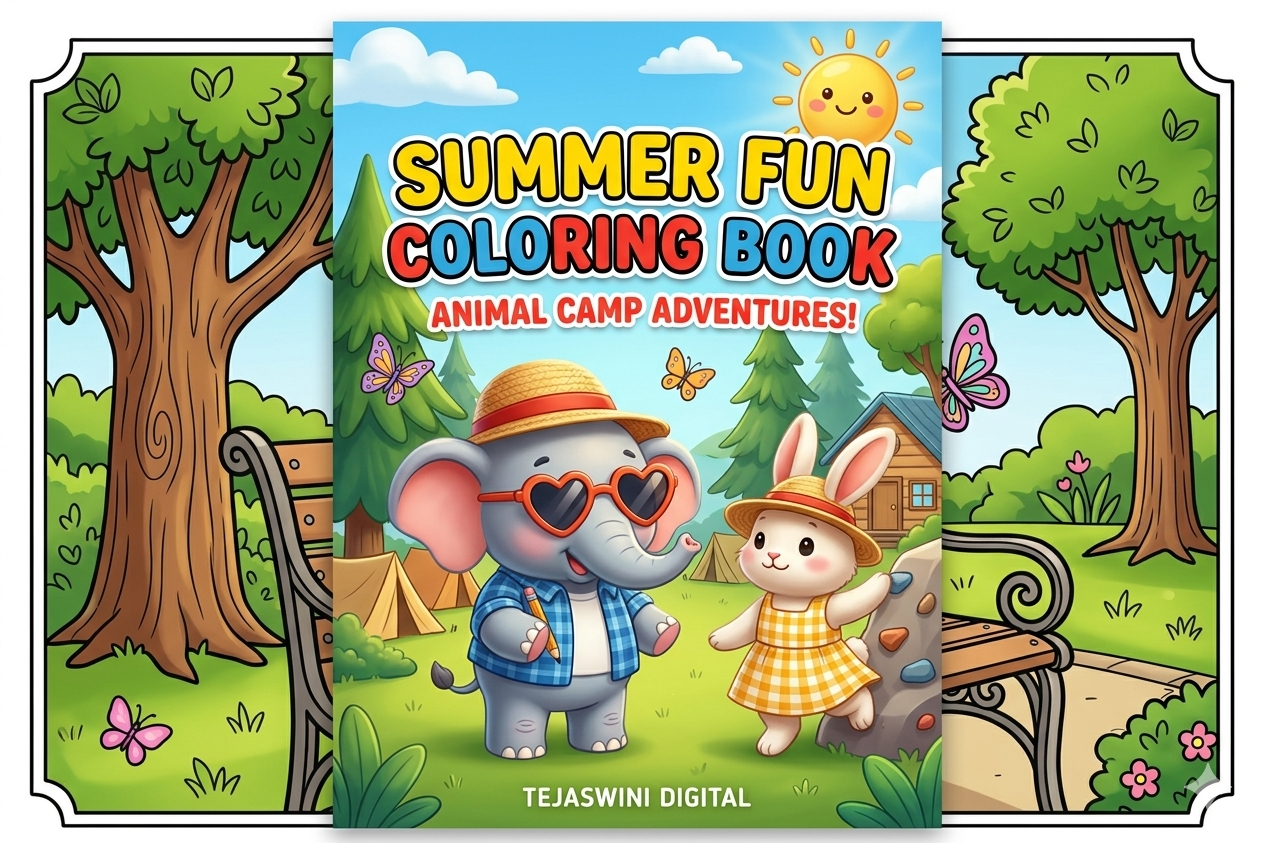 summer fun colouring book printible colouring book